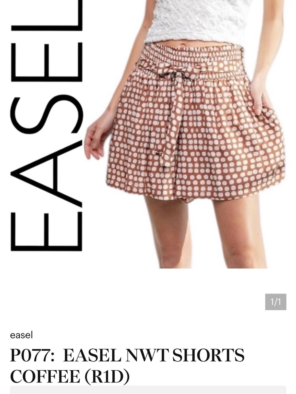 easel Coffee and White Polka Dot Skater Skirt